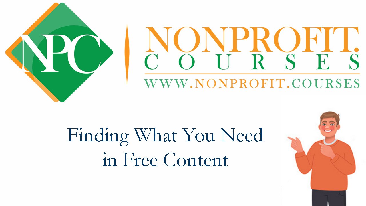 Finding what you need in Free Content on Nonprofit.Courses