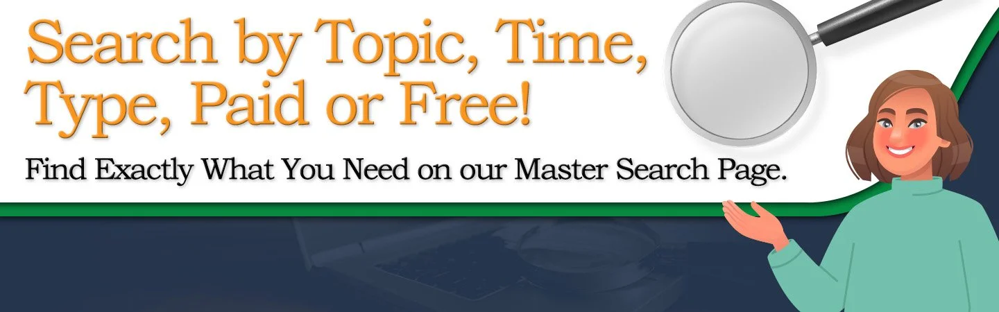 Banner promoting a search tool to find courses by topic, time, type, or price.